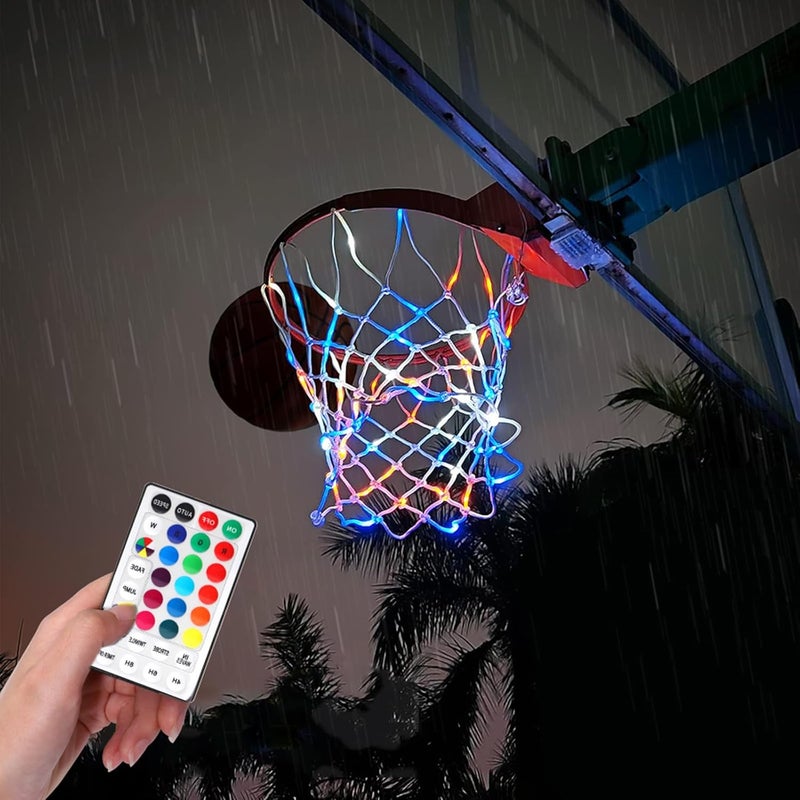 NewBEP Lighted Basketball Net - LED Replacement Basketball Nets, Change Colors with Remote, LED Basketball Net Light for Outdoor Indoor 10 Loops Rim - Image 5
